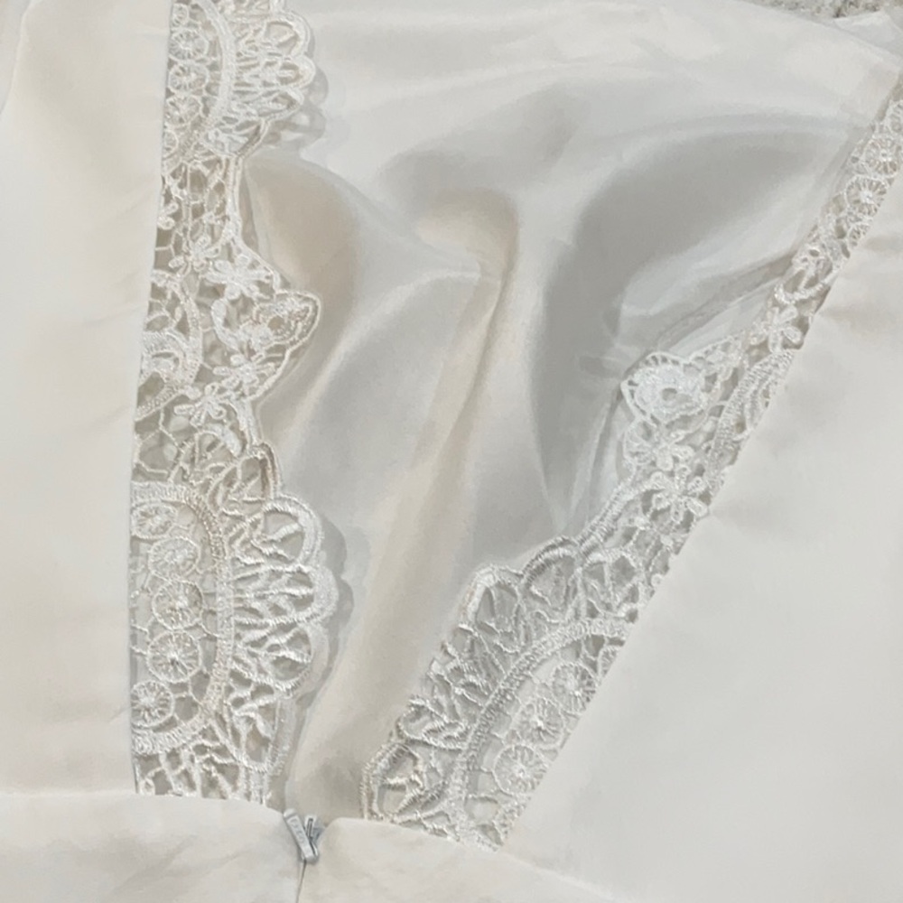 Chiffon long sleeve with lace cuffs boho wedding dress size 10 - Picture 8 of 9